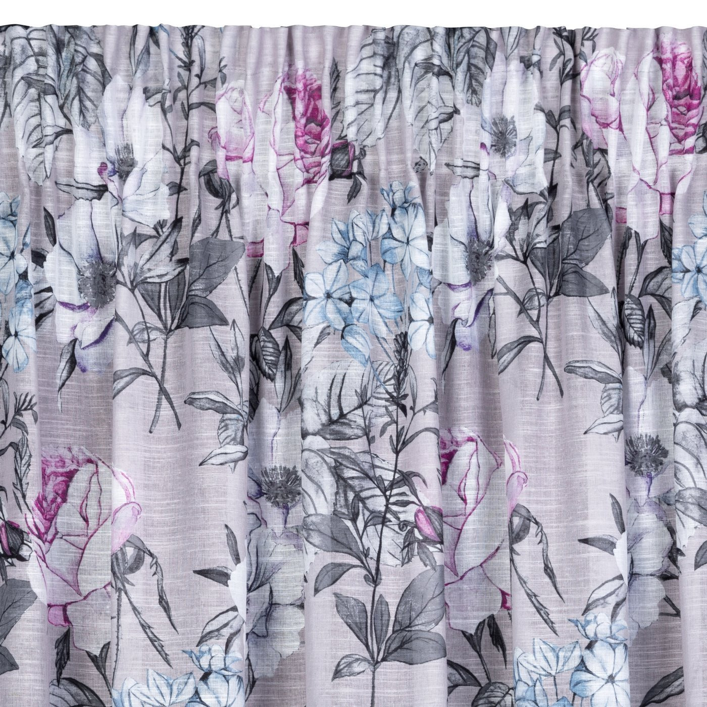 Hotový závěs HONEY béžový / fialový - na pásce