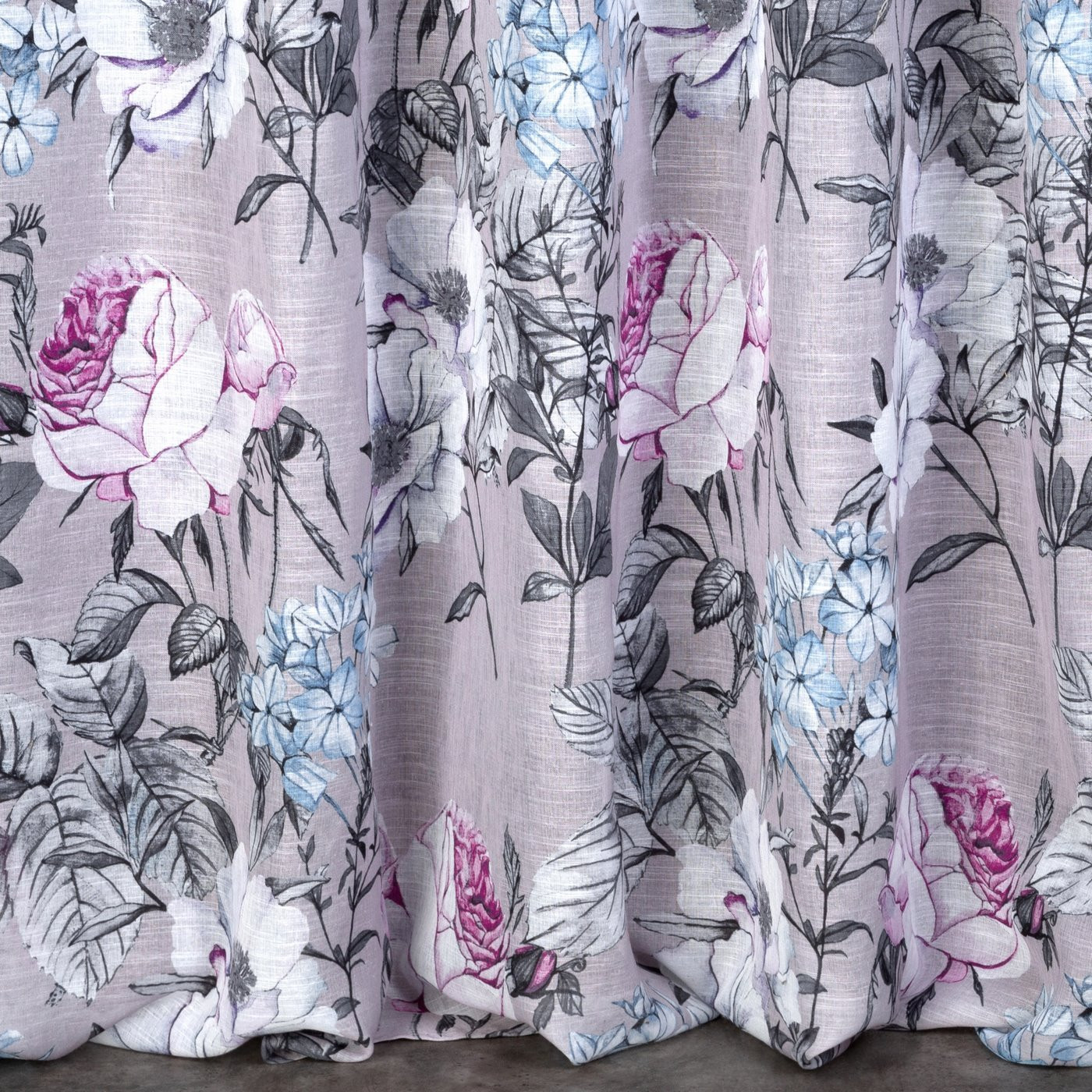 Hotový závěs HONEY béžový / fialový - na pásce