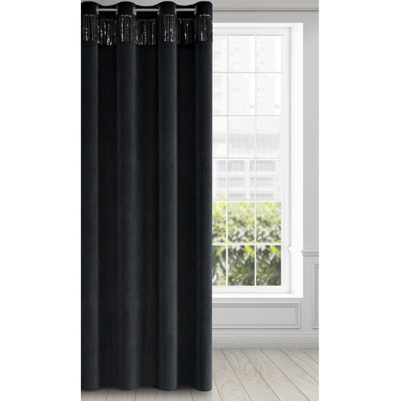 Hotový závěs JASPER černý - na průchodkách