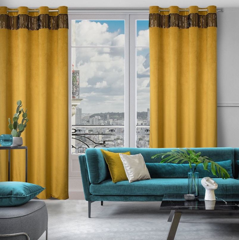 Hotový závěs JASPER medový - na průchodkách