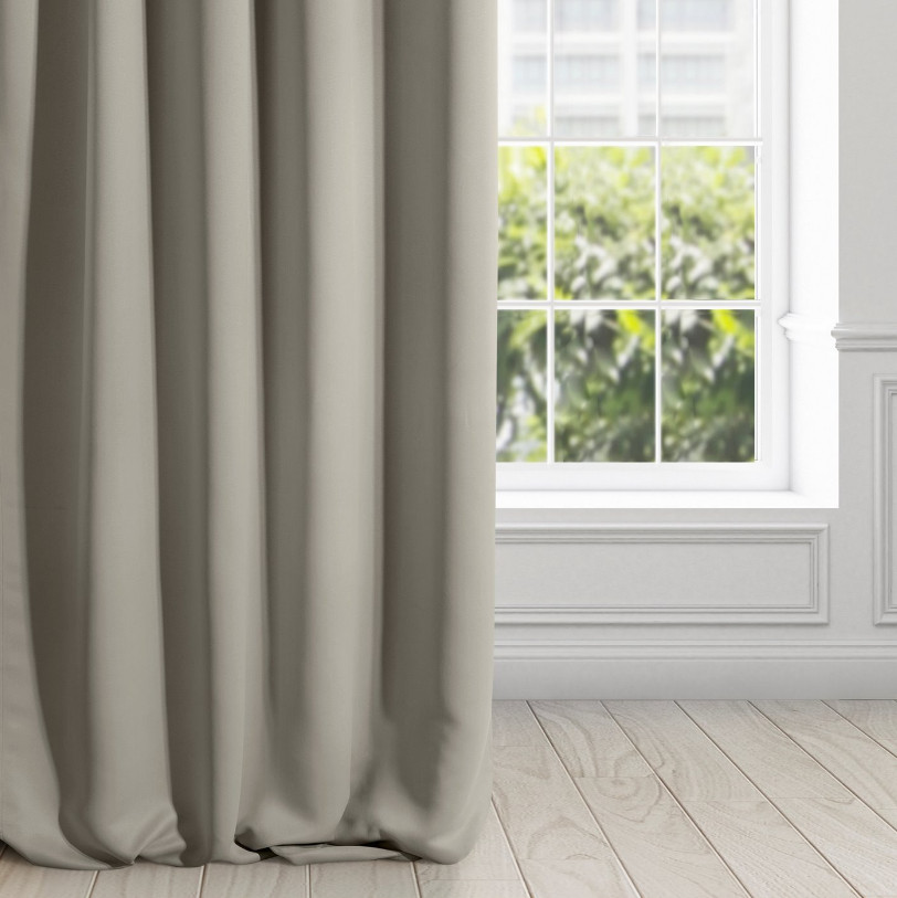 Hotový závěs LOGAN tmavě béžový - na pásce