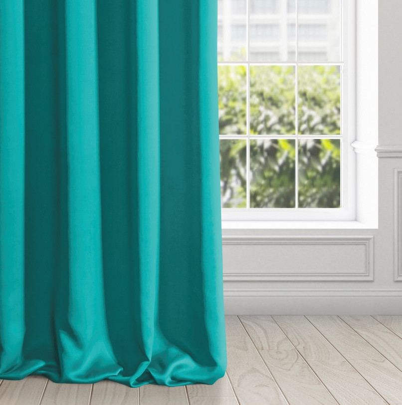 Hotový závěs LOGAN tyrkysový - na průchodkách