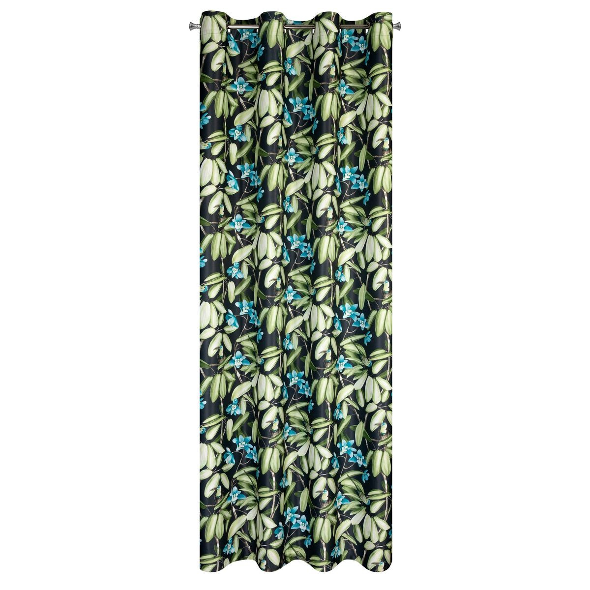 Hotový závěs LONI černo-zelený - na průchodkách