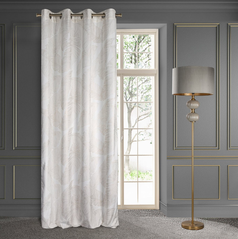 Hotový závěs LUNA 2 bílý / šampaňské - na průchodkách