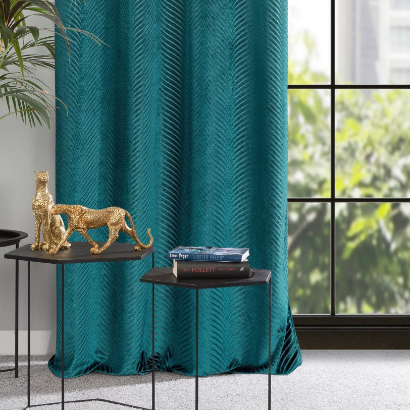 Hotový závěs LUSSI tmavě tyrkysový - na průchodkách