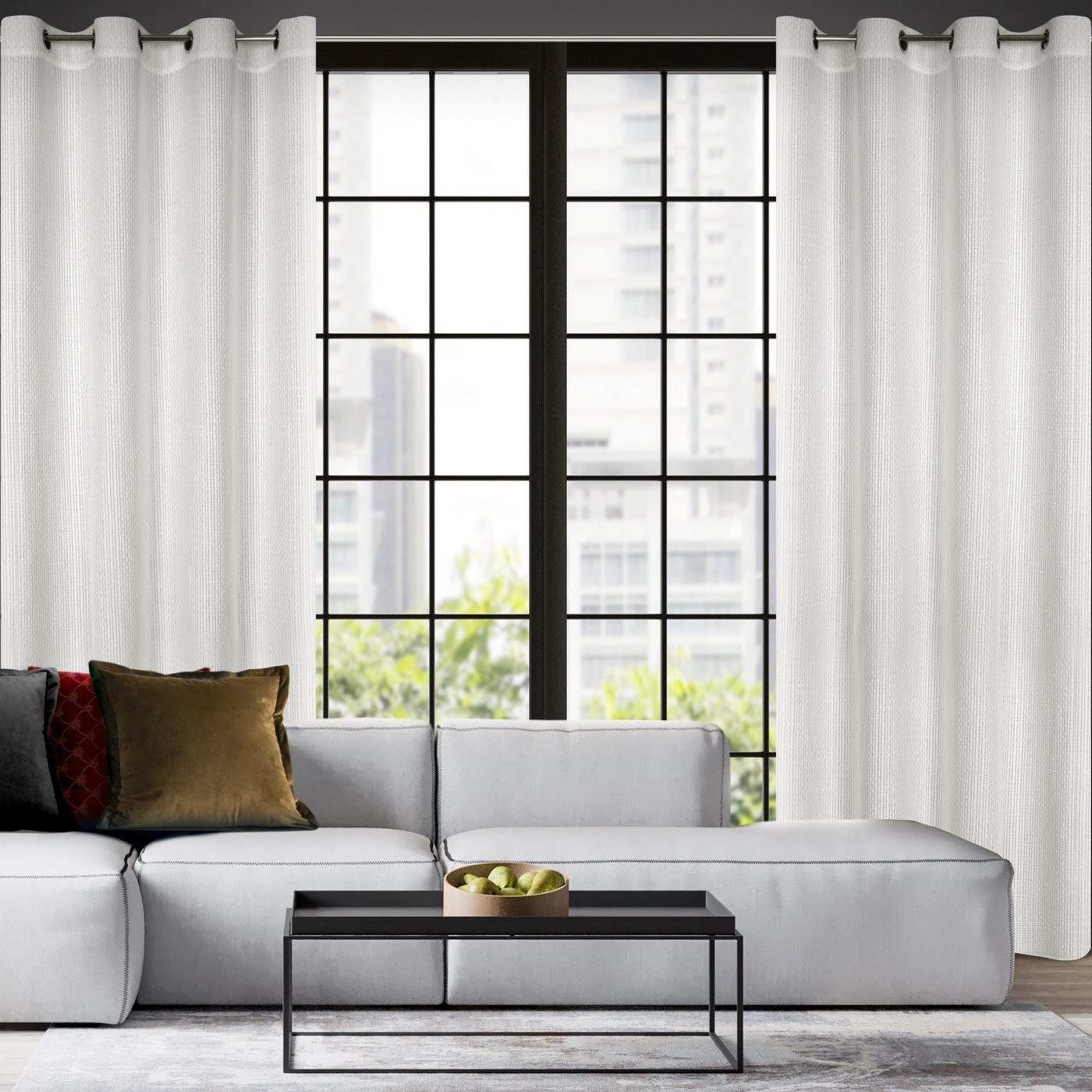 Hotový závěs MADISON bílý - na průchodkách