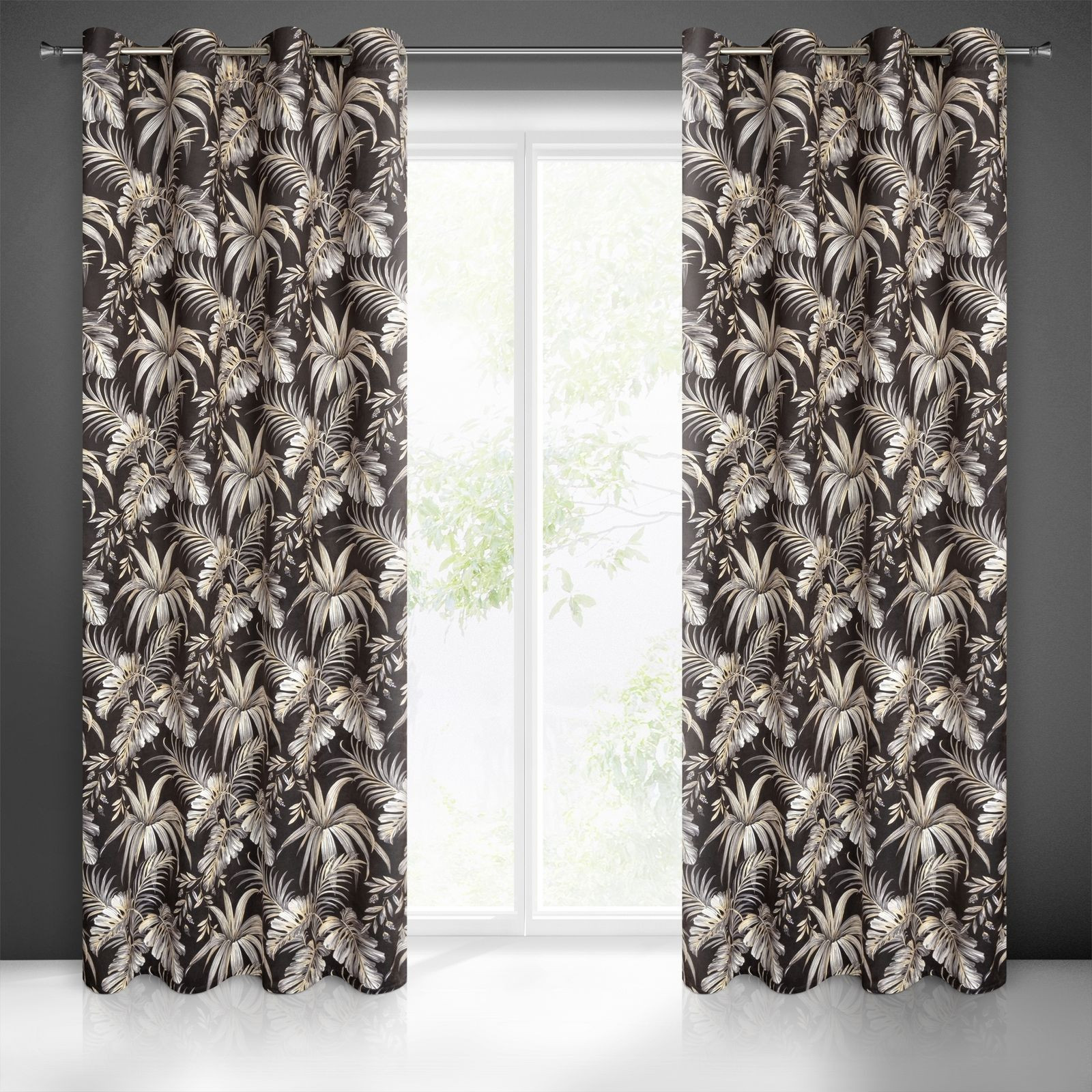 Hotový závěs MAGI černo-béžový - na průchodkách