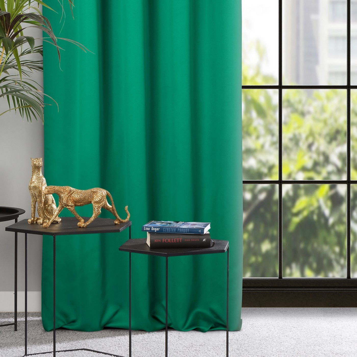 Hotový závěs MILAN tmavě zelený - na pásce