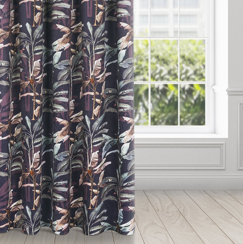 Hotový závěs NIKOL grafitovo-zelený - na pásce