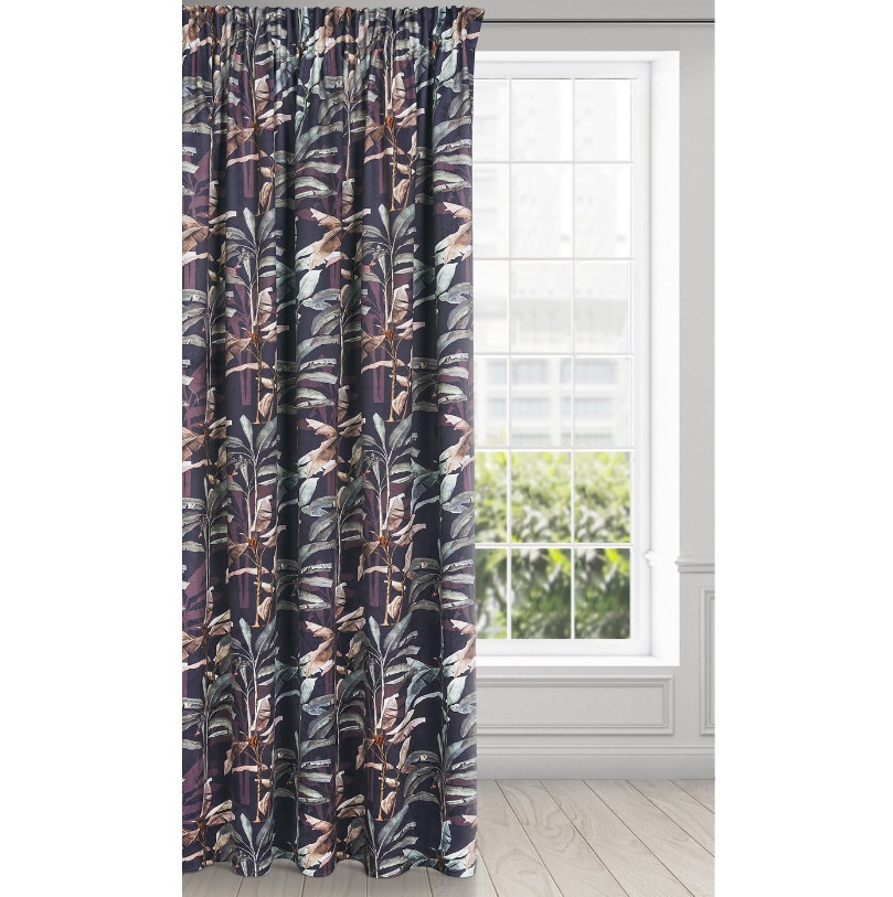 Hotový závěs NIKOL grafitovo-zelený - na pásce