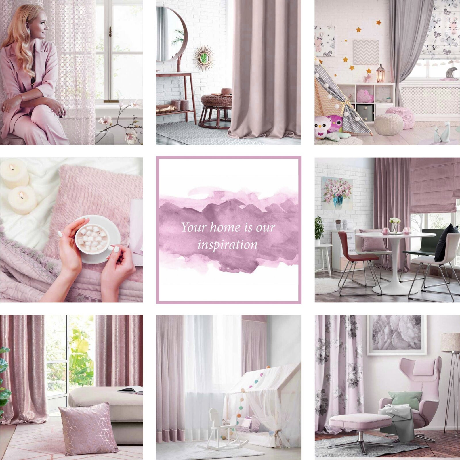 Hotový závěs NOEMI bílo-fialový - na průchodkách