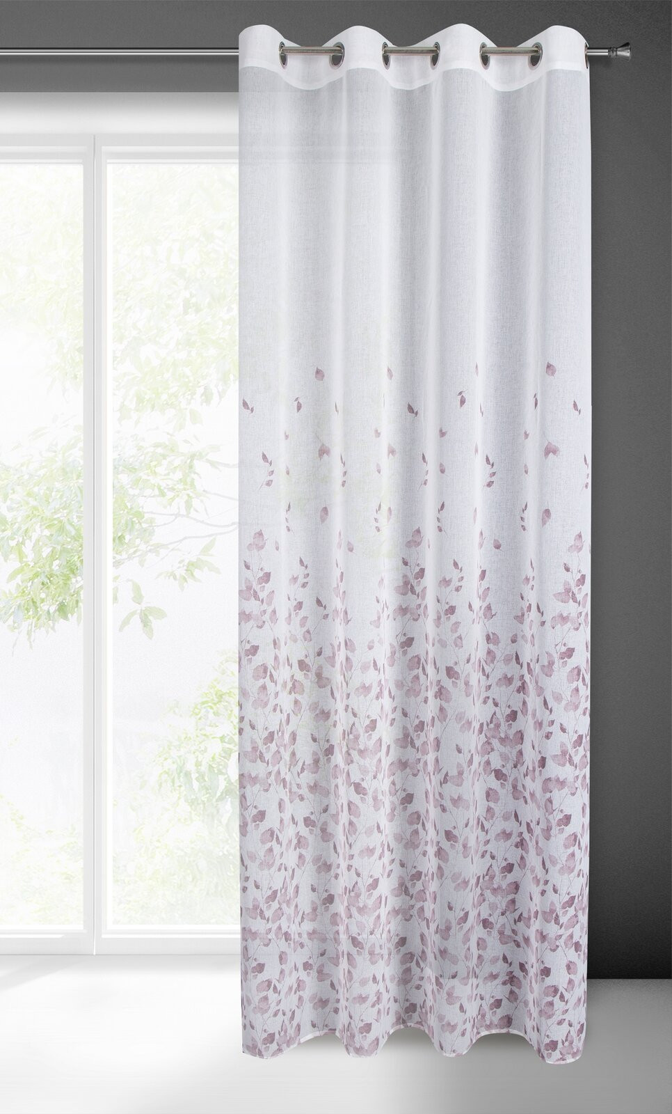 Hotový závěs NOEMI bílo-fialový - na průchodkách