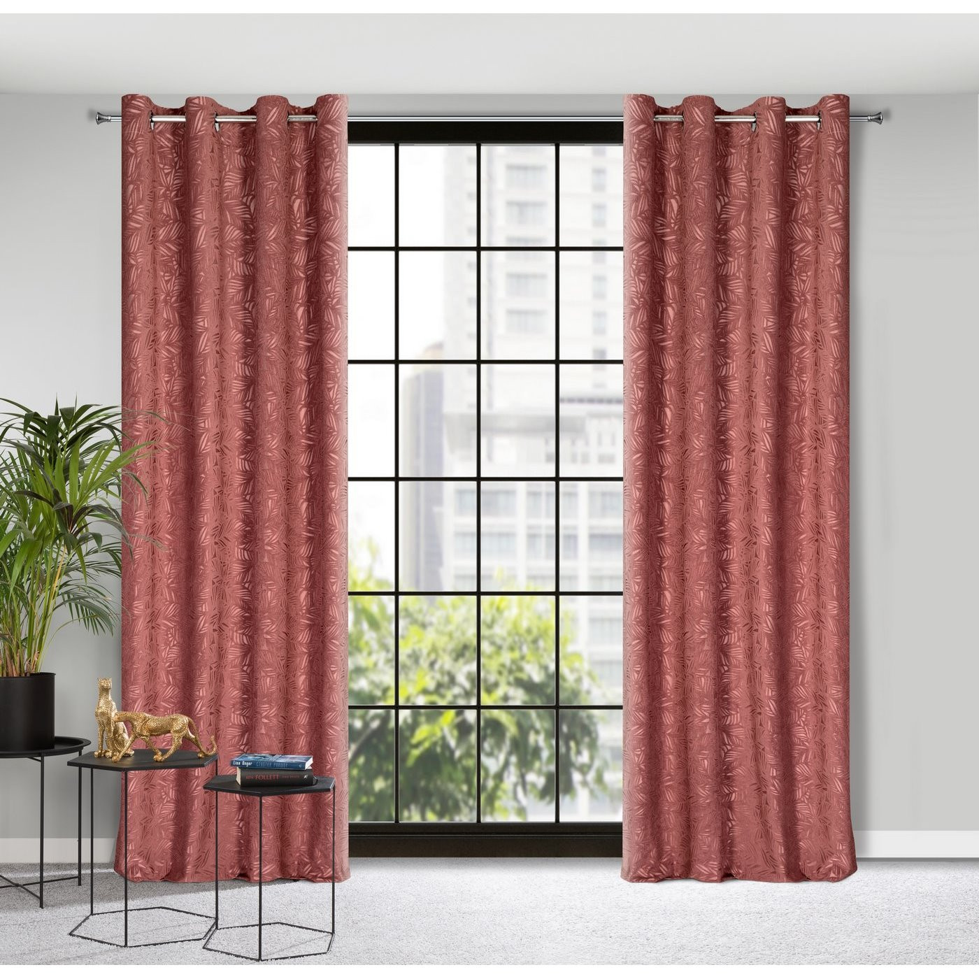 Hotový závěs OCTAVIA tmavě růžový - na průchodkách