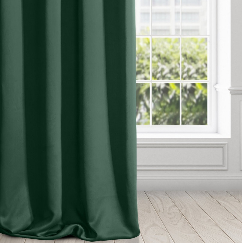 Hotový závěs PARISA zatemňovací tmavě zelený - na pásce