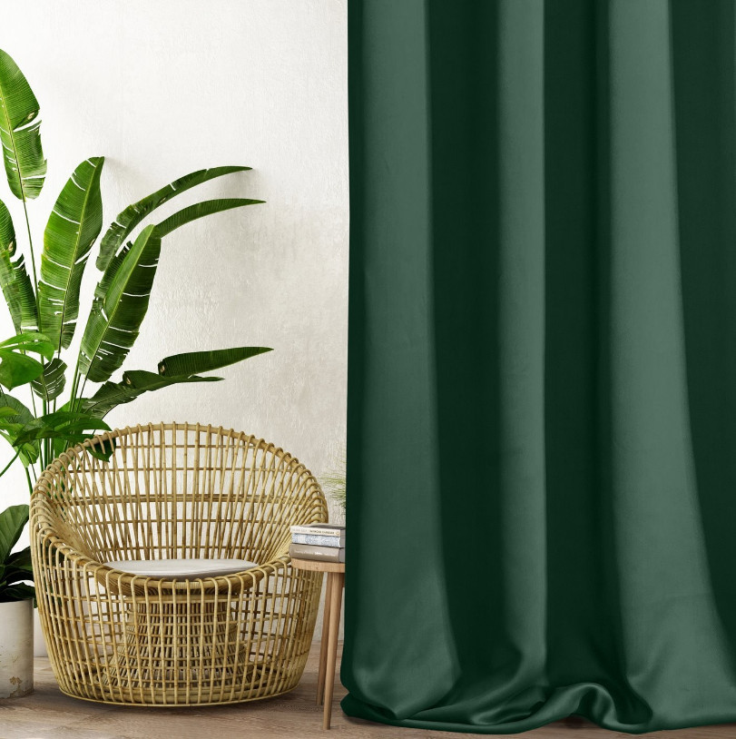 Hotový závěs PARISA zatemňovací tmavě zelený - na pásce