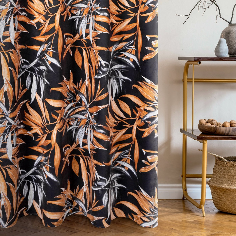 Hotový závěs PIERRE CARDIN ZOJA černo-hnědý - na průchodkách