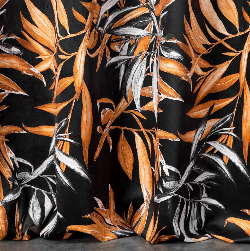 Hotový závěs PIERRE CARDIN ZOJA černo-hnědý - na průchodkách