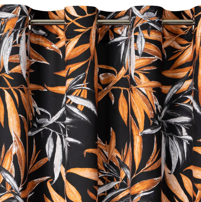 Hotový závěs PIERRE CARDIN ZOJA černo-hnědý - na průchodkách