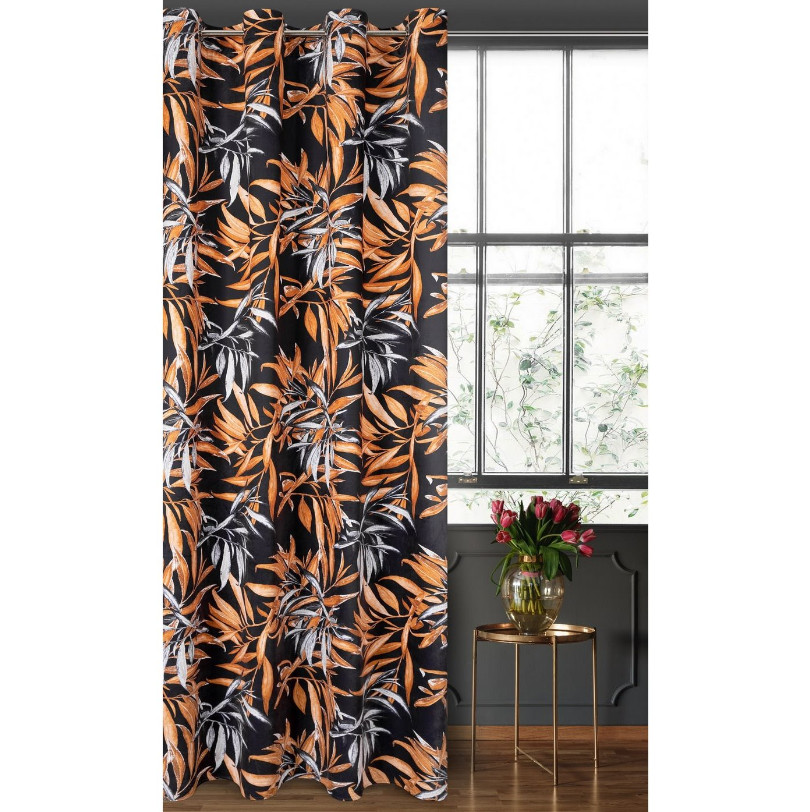 Hotový závěs PIERRE CARDIN ZOJA černo-hnědý - na průchodkách