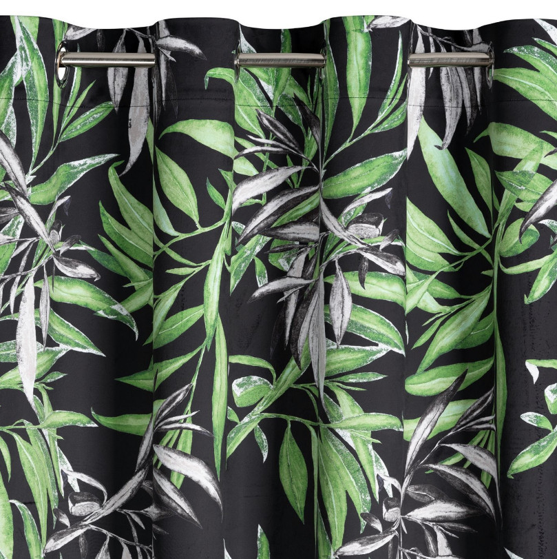 Hotový závěs PIERRE CARDIN ZOJA černý / zelený - na průchodkách