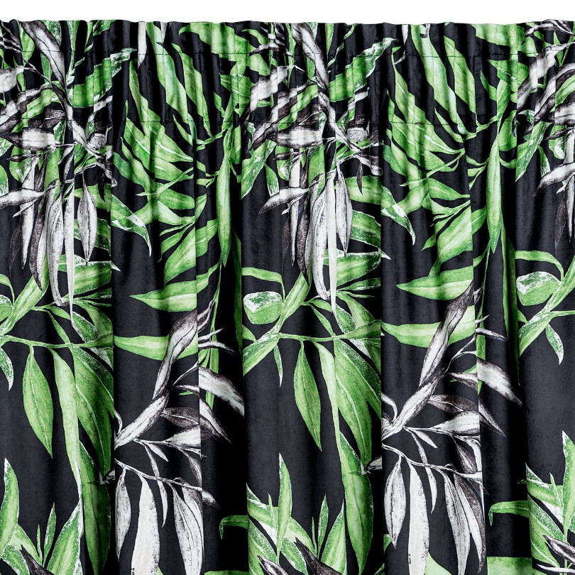 Hotový závěs PIERRE CARDIN ZOJA černo-zelený - s tunelem