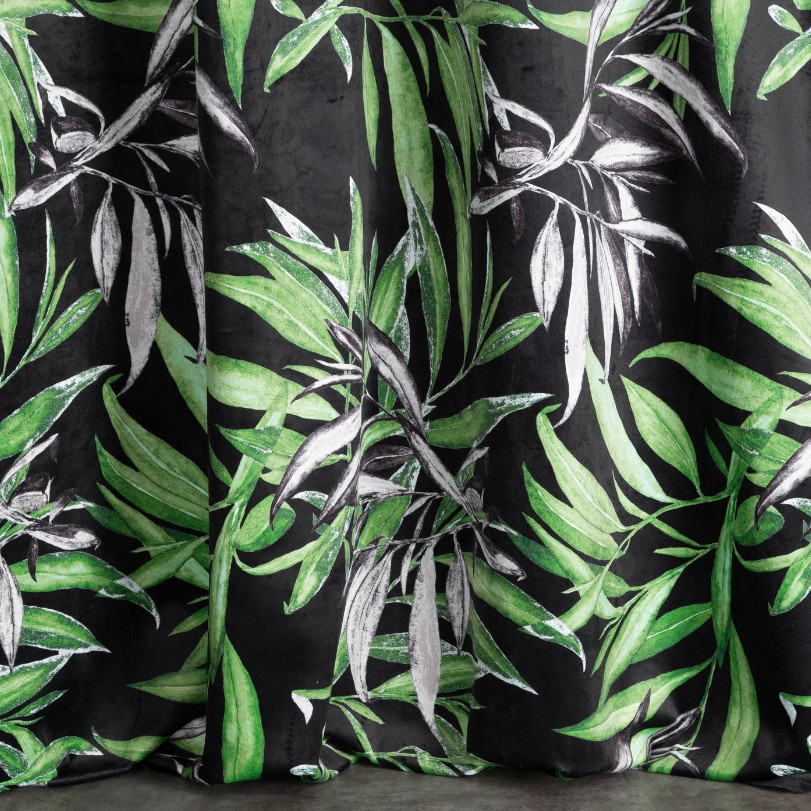 Hotový závěs PIERRE CARDIN ZOJA černo-zelený - s tunelem