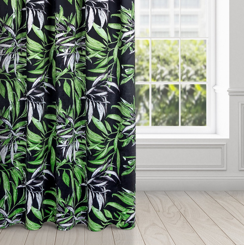 Hotový závěs PIERRE CARDIN ZOJA černo-zelený - s tunelem