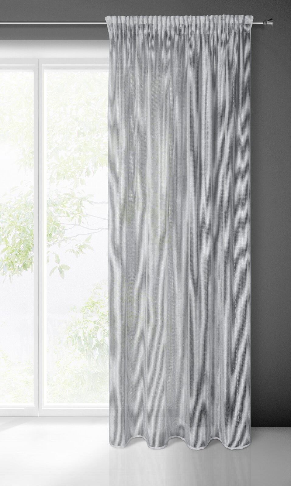 Hotový závěs REGINA stříbrný - na pásce