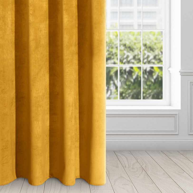 Hotový závěs RIA hořčicový - na průchodkách