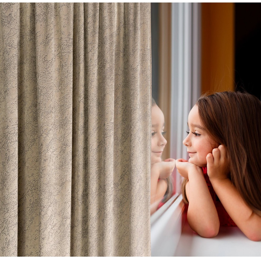 Hotový závěs RIVA tmavě béžový - na pásce