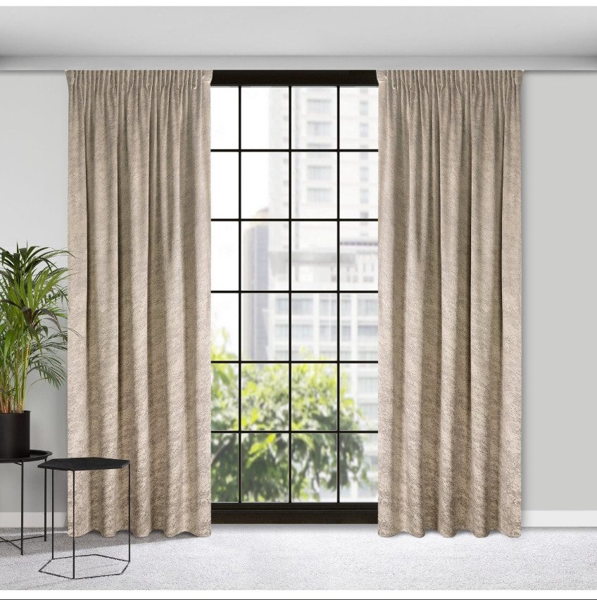 Hotový závěs RIVA tmavě béžový - na pásce