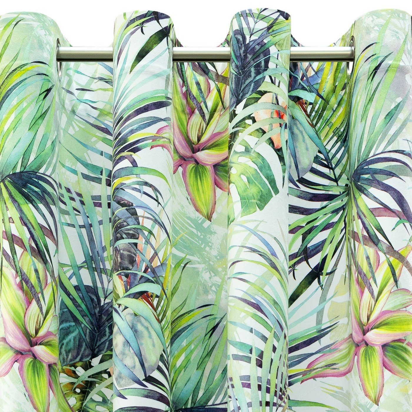 Hotový závěs ROMMY bílo-zelený - na průchodkách