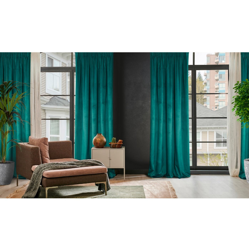 Hotový závěs ROSA tyrkysový - na pásce