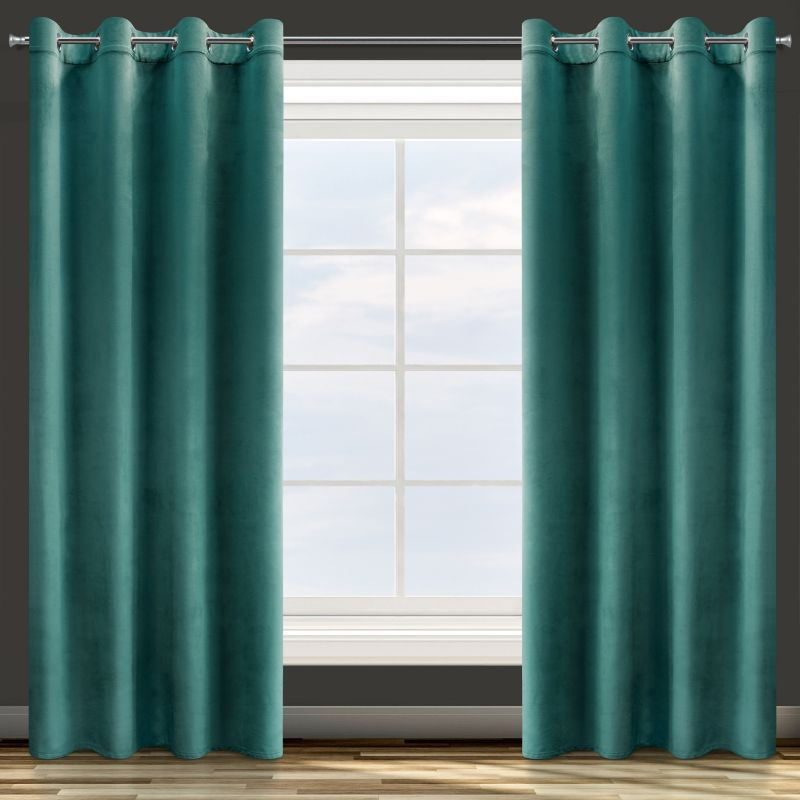 Hotový závěs ROSA tmavě tyrkysový - na průchodkách