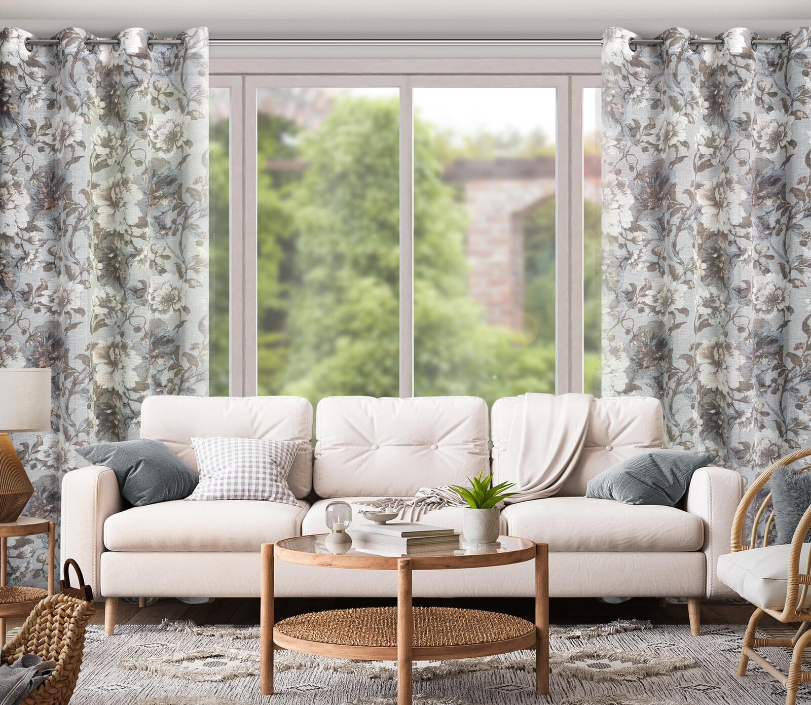 Hotový závěs SANDRA šedý - na průchodkách