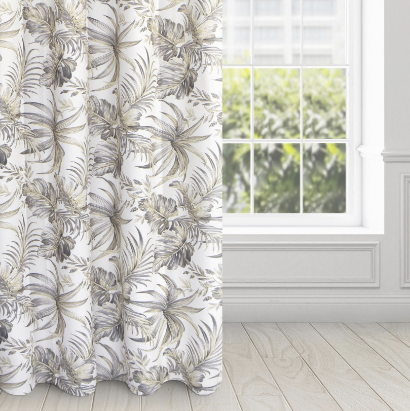 Hotový závěs SOPHIE bílo-hnědý - na průchodkách