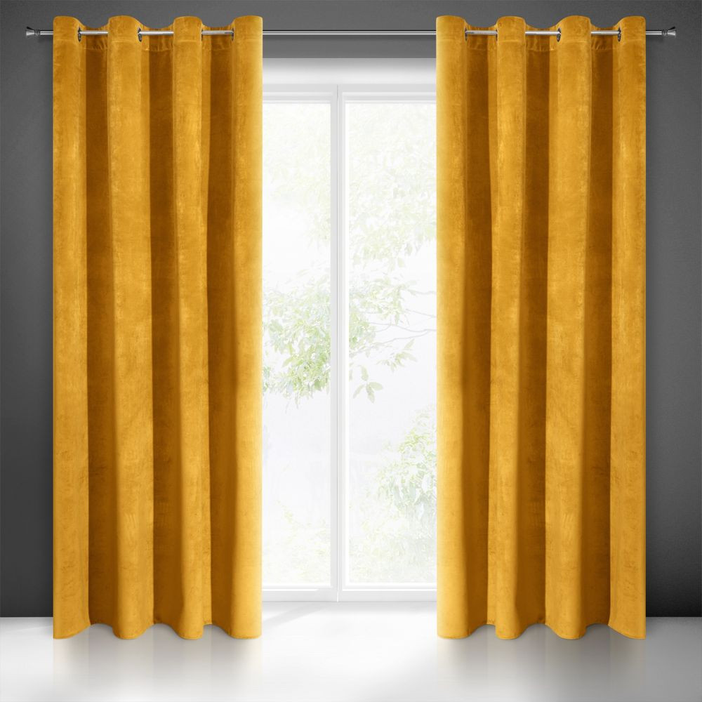 Hotový závěs VILLA hořčicový - na průchodkách