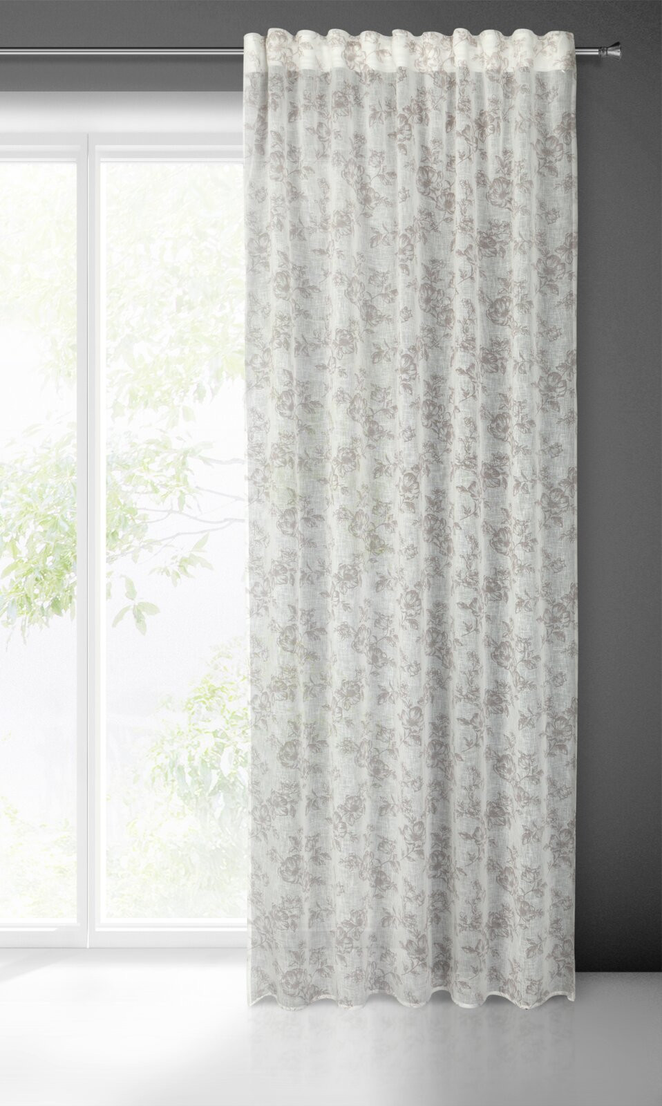 Hotový závěs WIKI bílá / šedá - na pásce