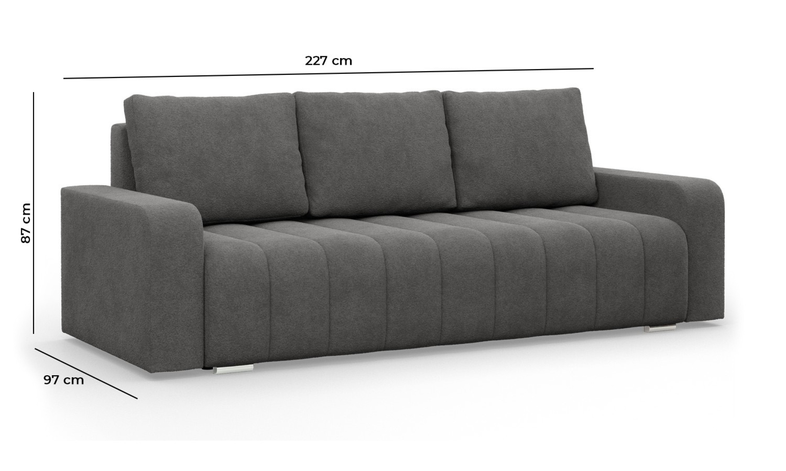 Třímístná pohovka ABRIELLE rozkládací, šedá