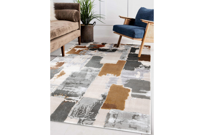 Koberec AKRYL ELITRA 6215 Abstrakce šedý / žlutý