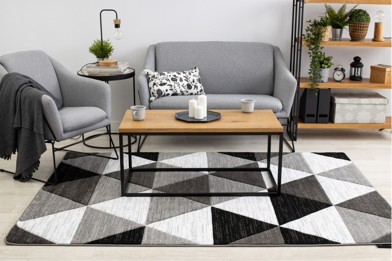 Koberec ALTER Rino Trojúhelníky šedý