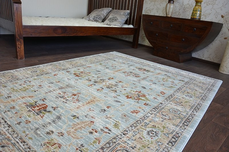 Koberec ARGENT - W7039 květiny Nebeský/Krém