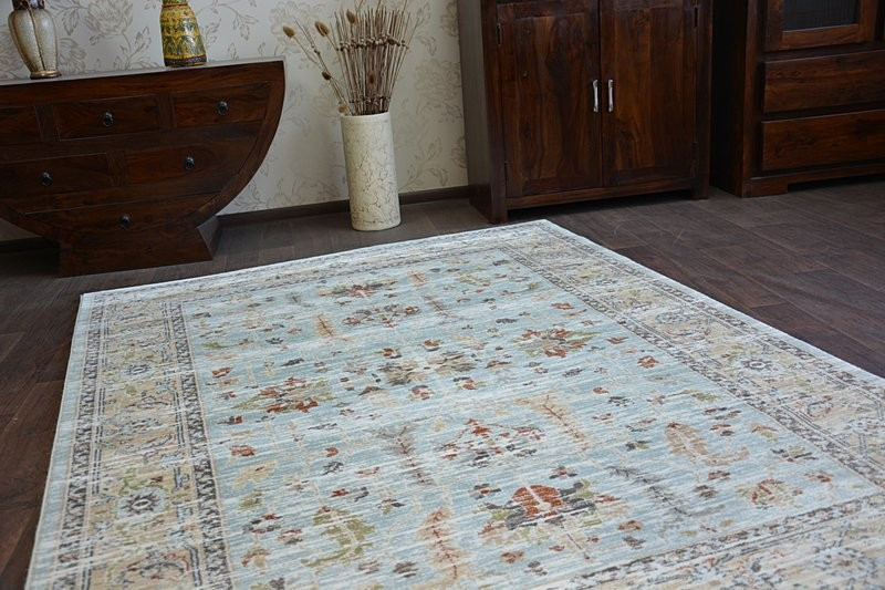 Koberec ARGENT - W7039 květiny Nebeský/Krém