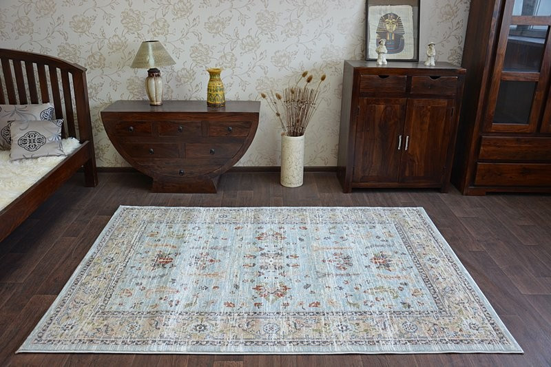 Koberec ARGENT - W7039 květiny Nebeský/Krém