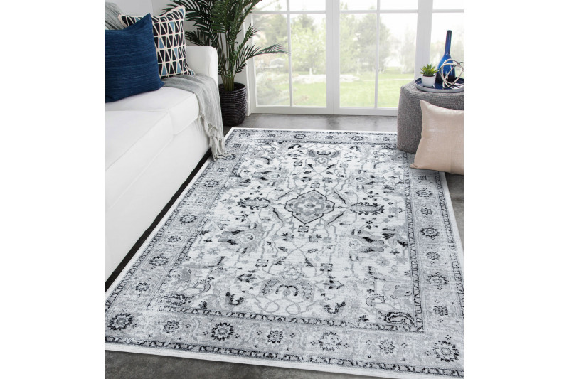 Koberec ARGENT - W7040 Ramka, vintage šedý / černý