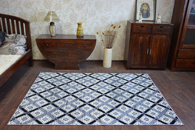 Koberec BCF BASE DIAMONDS 3869 ČTVERCE šedý/černý