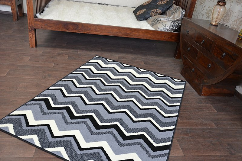 Koberec BCF BASE ZIGZAG 3812 ZYGZAK černý/šedý