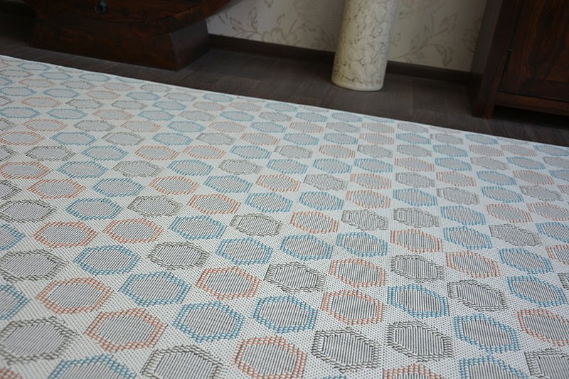 Koberec COLOR 19438/806 Hexagon tyrkys//růžový/krémový