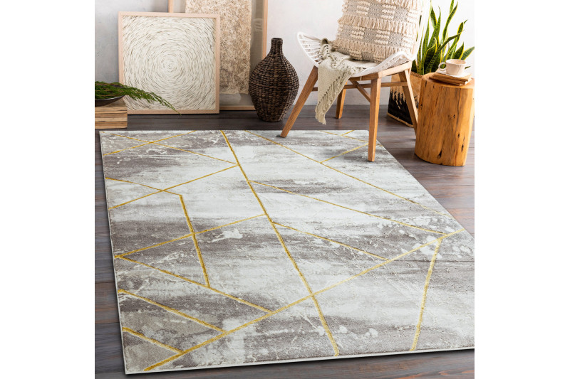 Koberec CORE 1818 Geometrický - sloní kost / zlatý