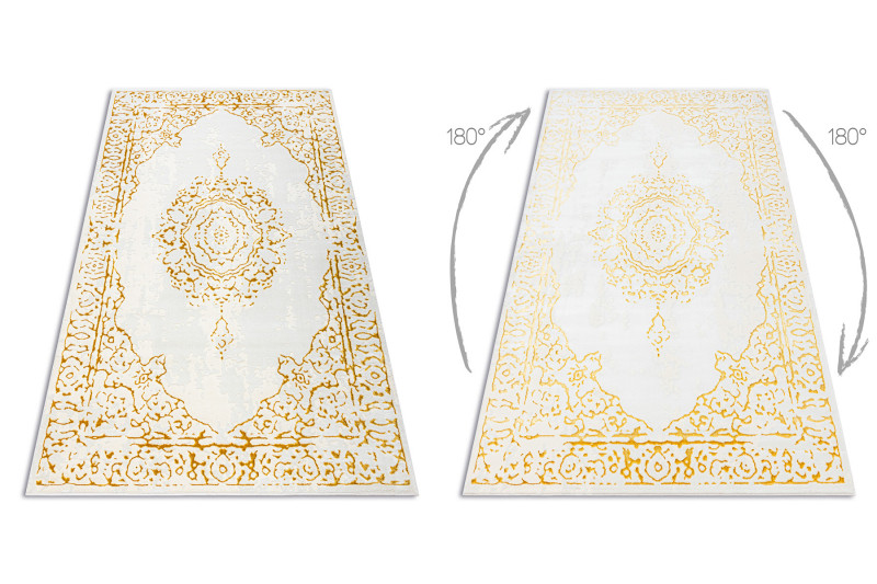 Koberec CORE 6268 Ramka, ornament - sloní kost / zlatý